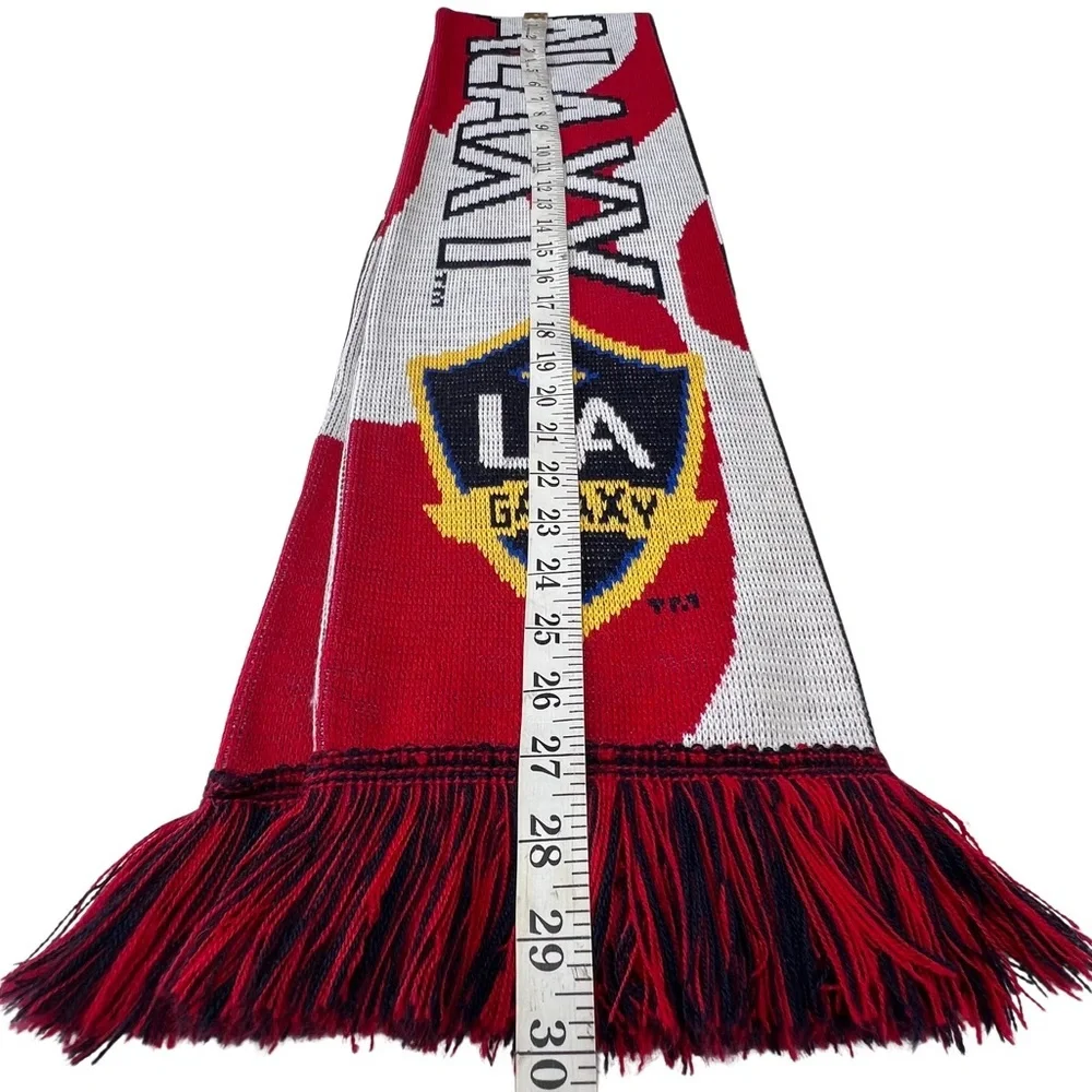 LA Galaxy Crest Scarf Fringe Los Angeles Soccer Team Football Club Red Blue